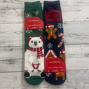 Wondershop Christmas Super Soft Crew Socks 2 Pair Size 6-12